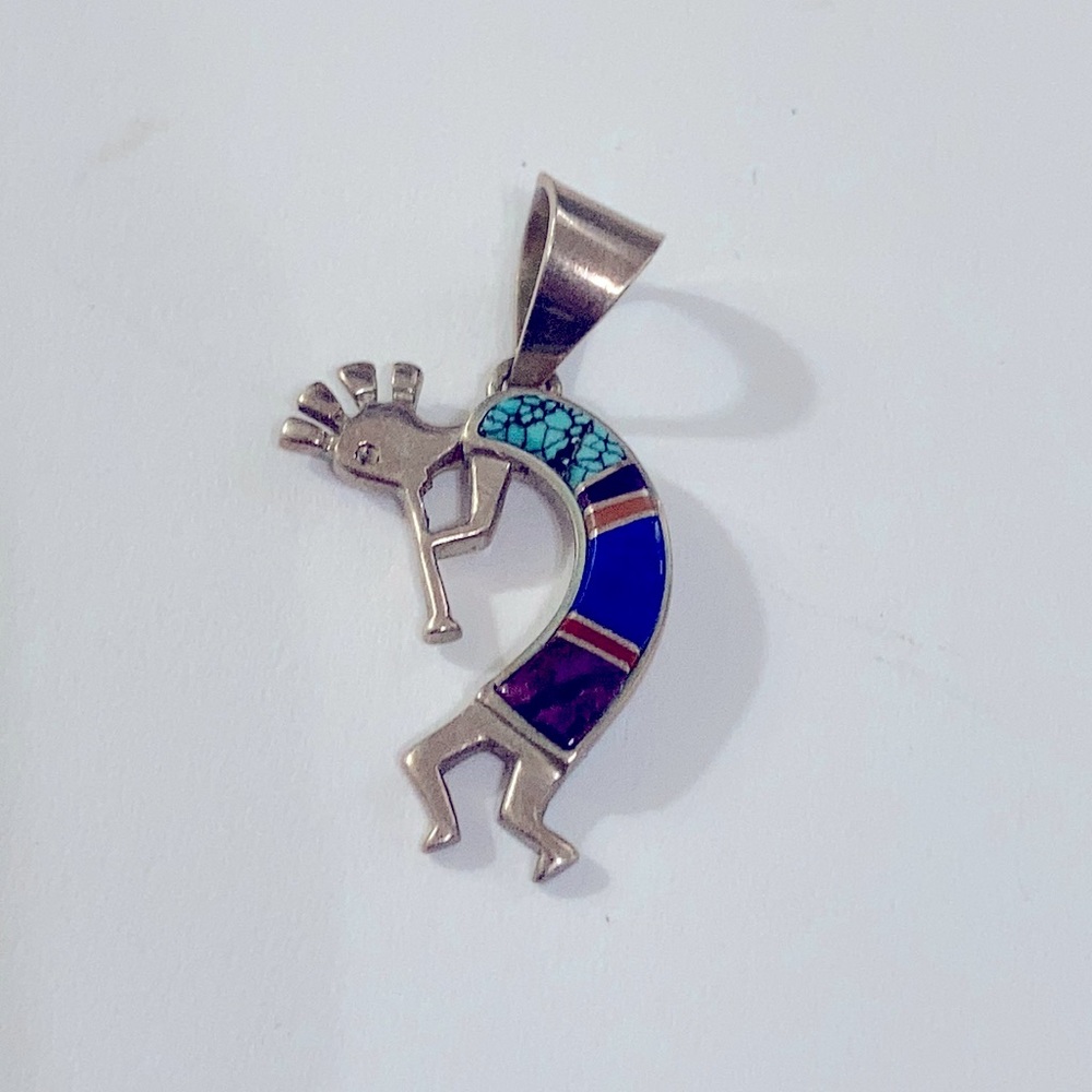 Vintage inlay Native American pendant sterling
